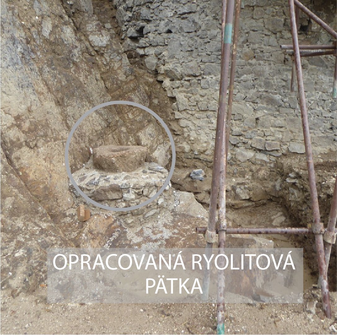 Opracovaná ryolitová pätka, Hrad Revište 2020